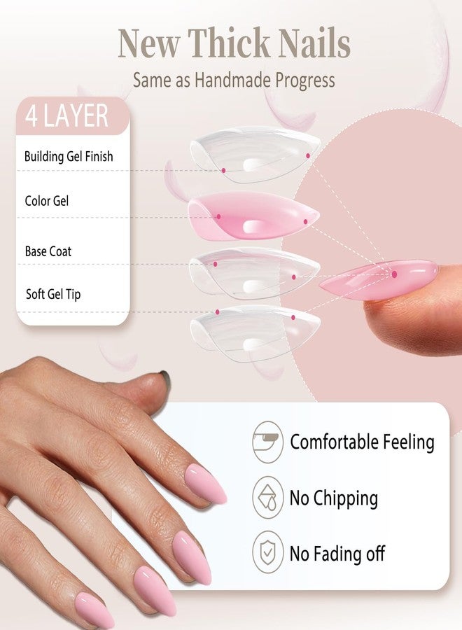 XCREANDO 48Pcs Bright Red Press on Nails Almond Fake Nails Glue on Nails Medium Length Almond Shaped Nails Press ons, Stiletto Nails False Nails for Women, Medium Almond Nails, Thick Natural Acrylic Gel Nails - Image 4